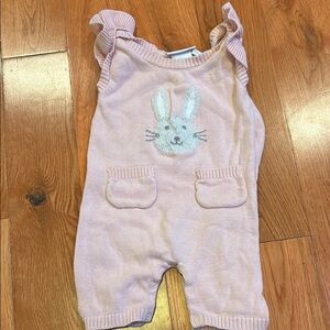 Adorable Pink Knit Romper with Bunny Design
